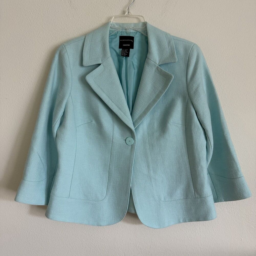 Doncaster Light Blue Textured Blazer Jacket 12 Structured Modern Classic Preppy